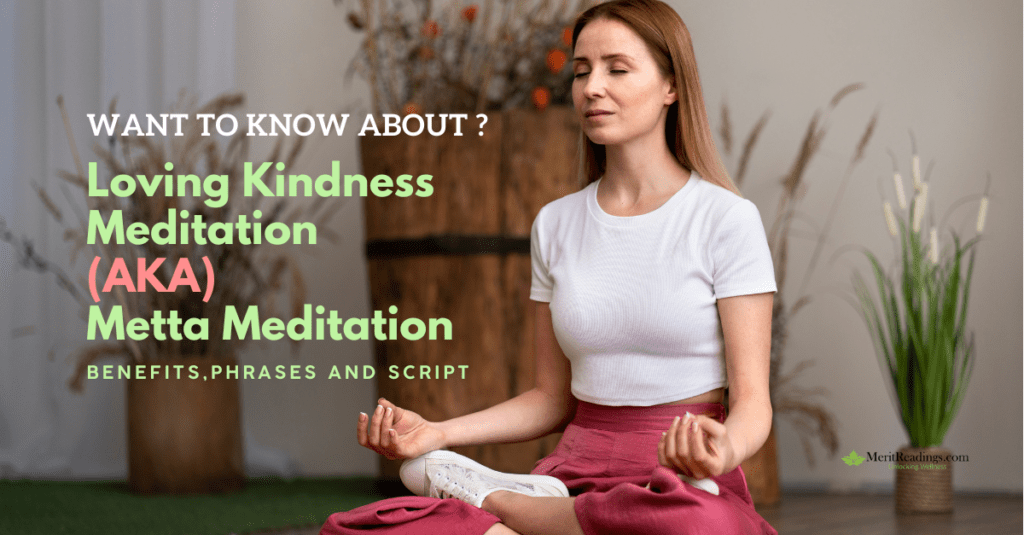 A woman sits cross-legged, meditating peacefully in a bright room with natural decor.